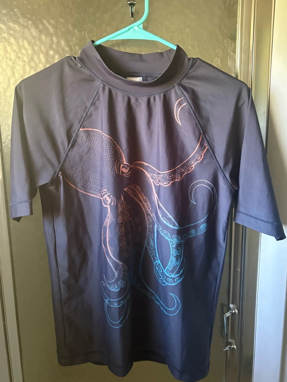 Cherokee Boys Black Rashguard with Orange and Teal Octopus Print